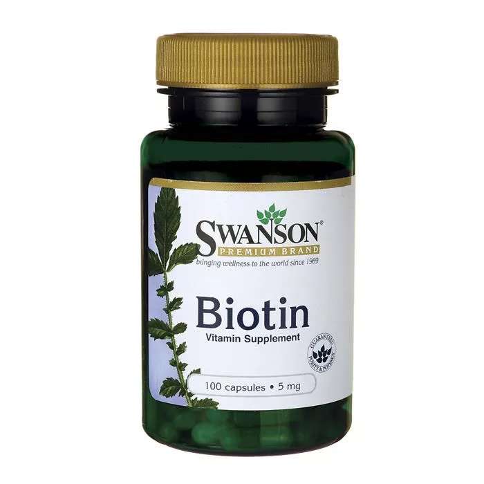 Swanson Biotin 5mg 100kaps. Zdjęcie główne